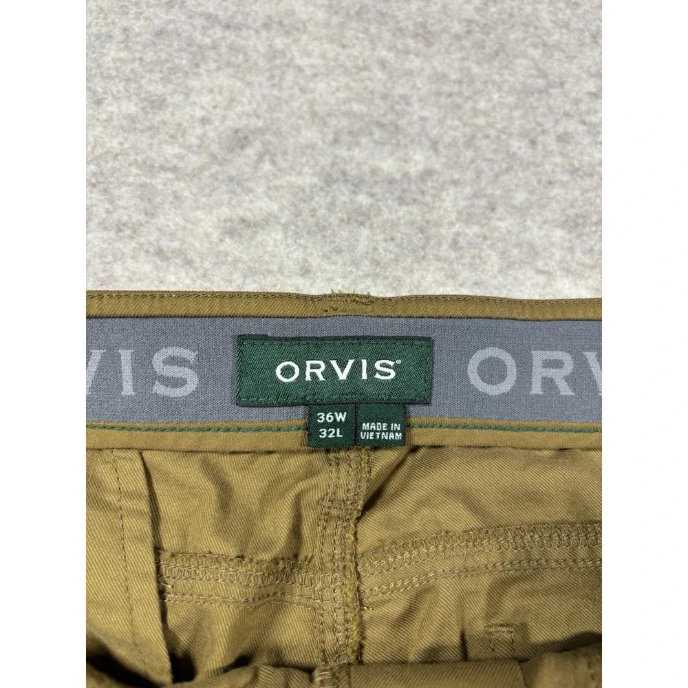 Orvis Tech Chino Pants Mens 36x32 Tan Water Repellent Stretch 5 Pocket